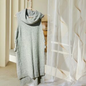 Ruby Moon Women's Gray Sleeveless Cowl Neck Knit Sweater Dress Tunic Size M